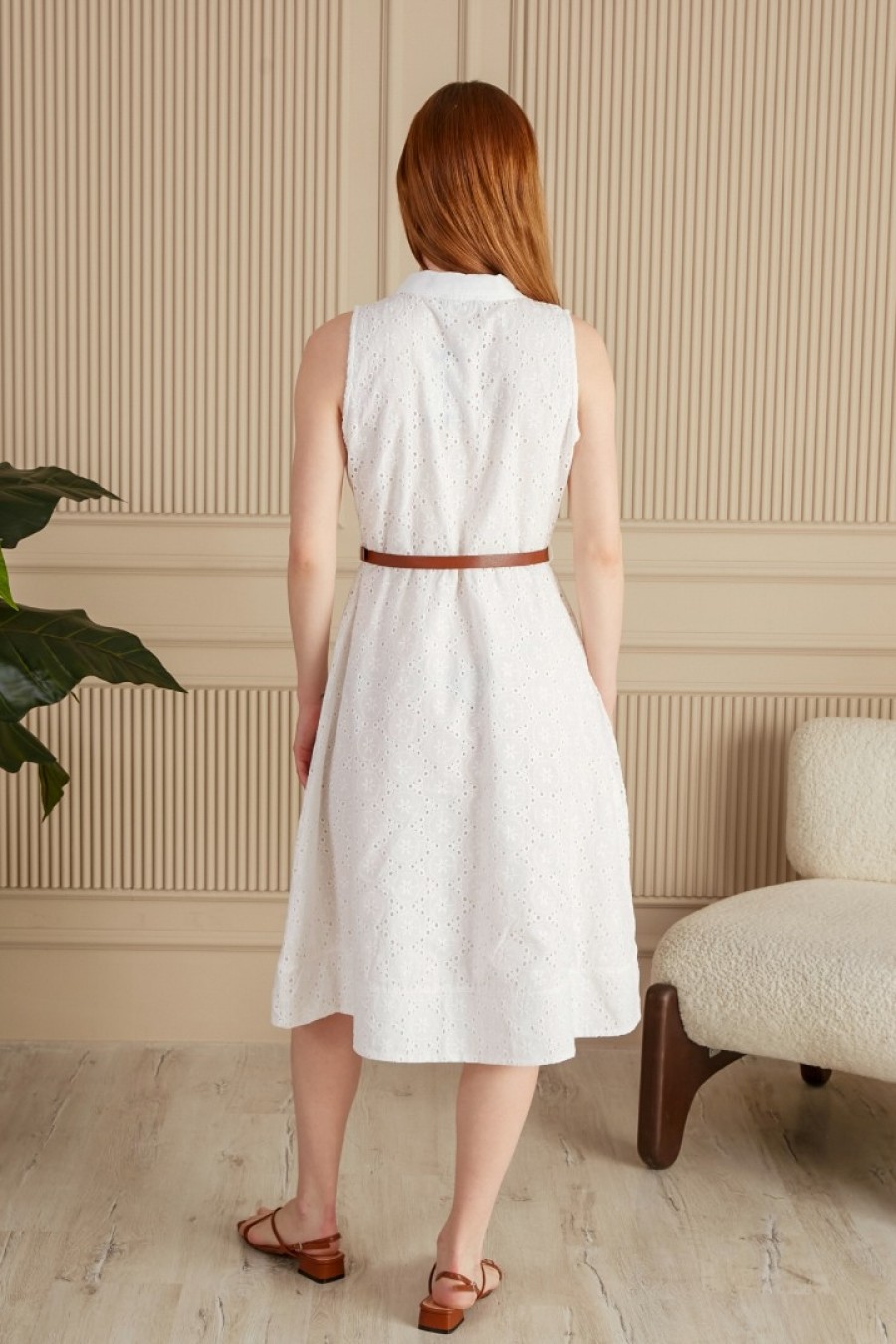 Kadın Önü Patlı Kolsuz Elbise