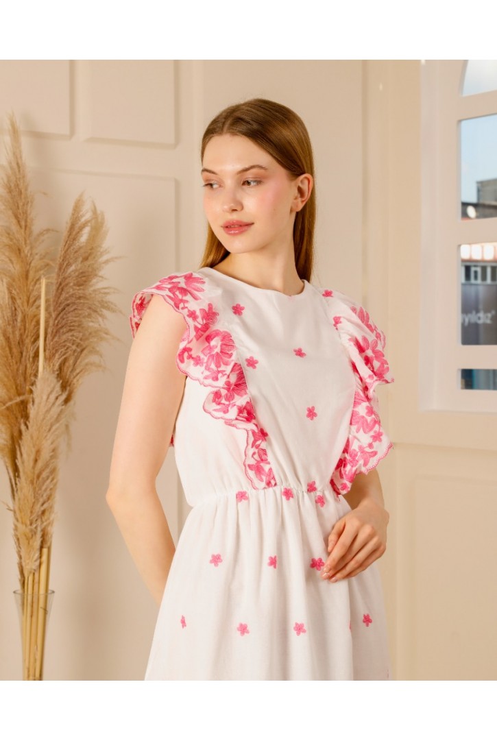 Kadın Omuzları Volanlı Elbise