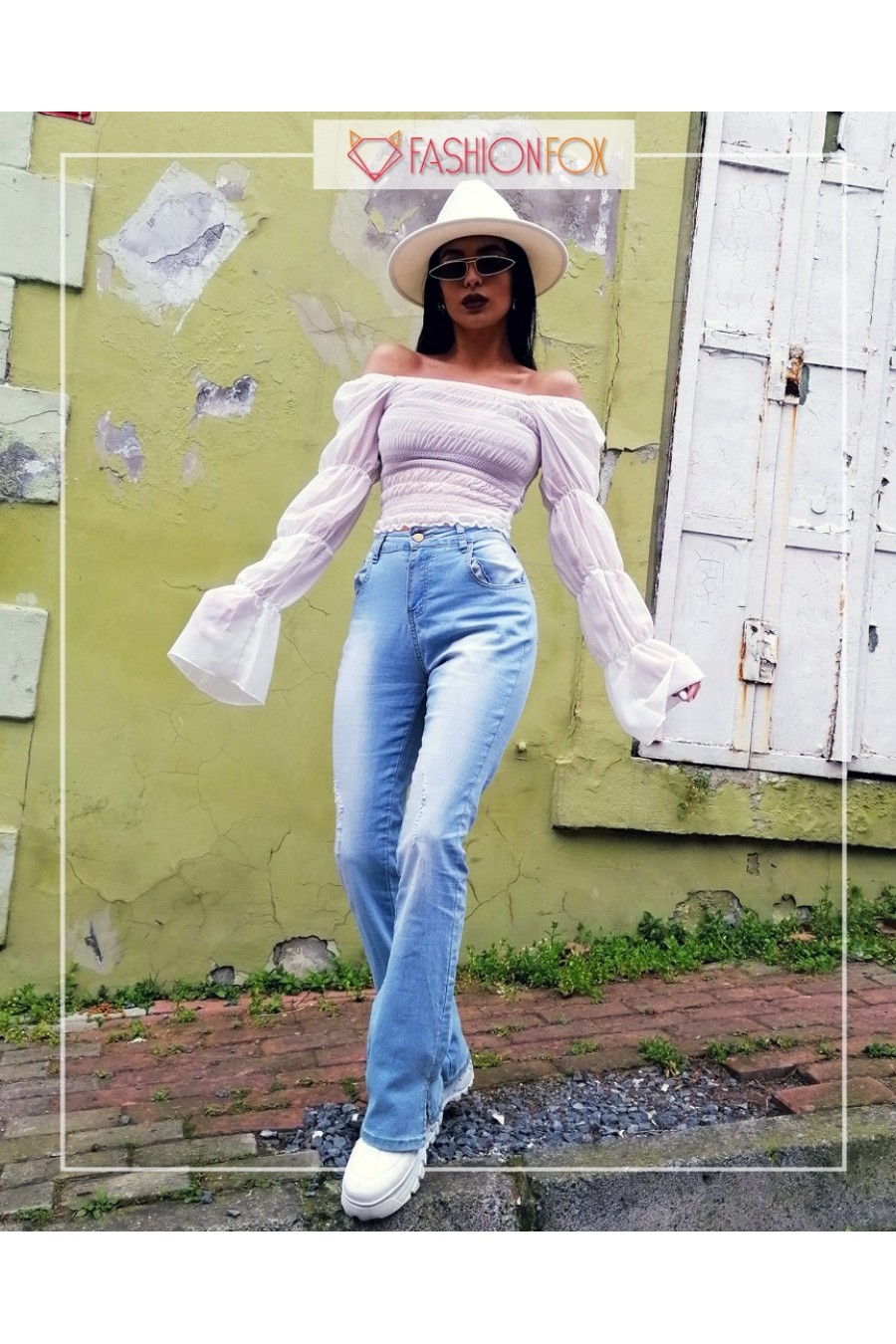 10892 Kadın Büzgülü Kollu Şifon Bluz