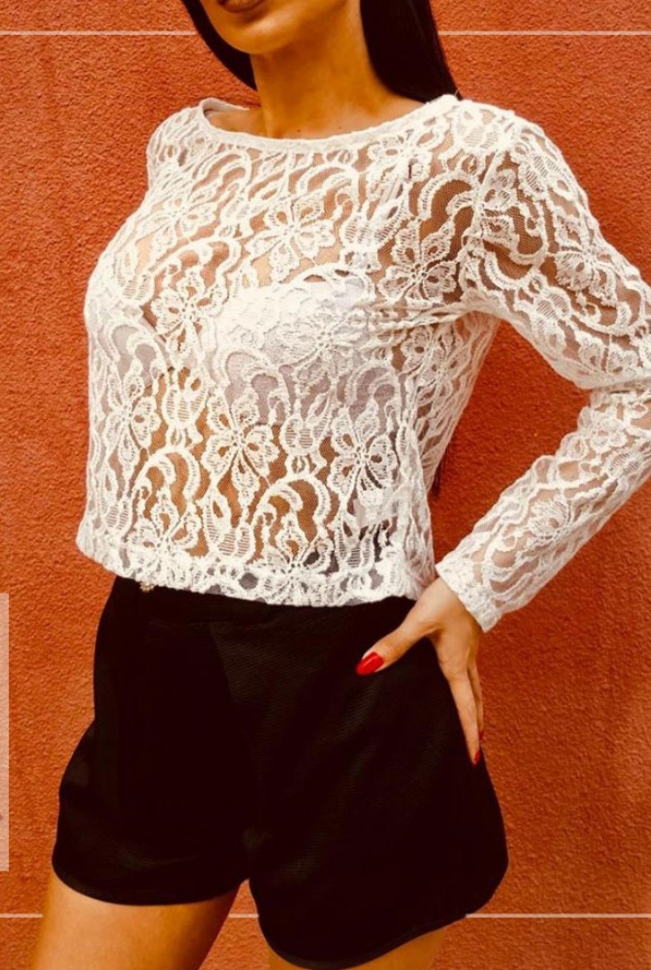Kadın Kayık Yaka Dantel Bluz
