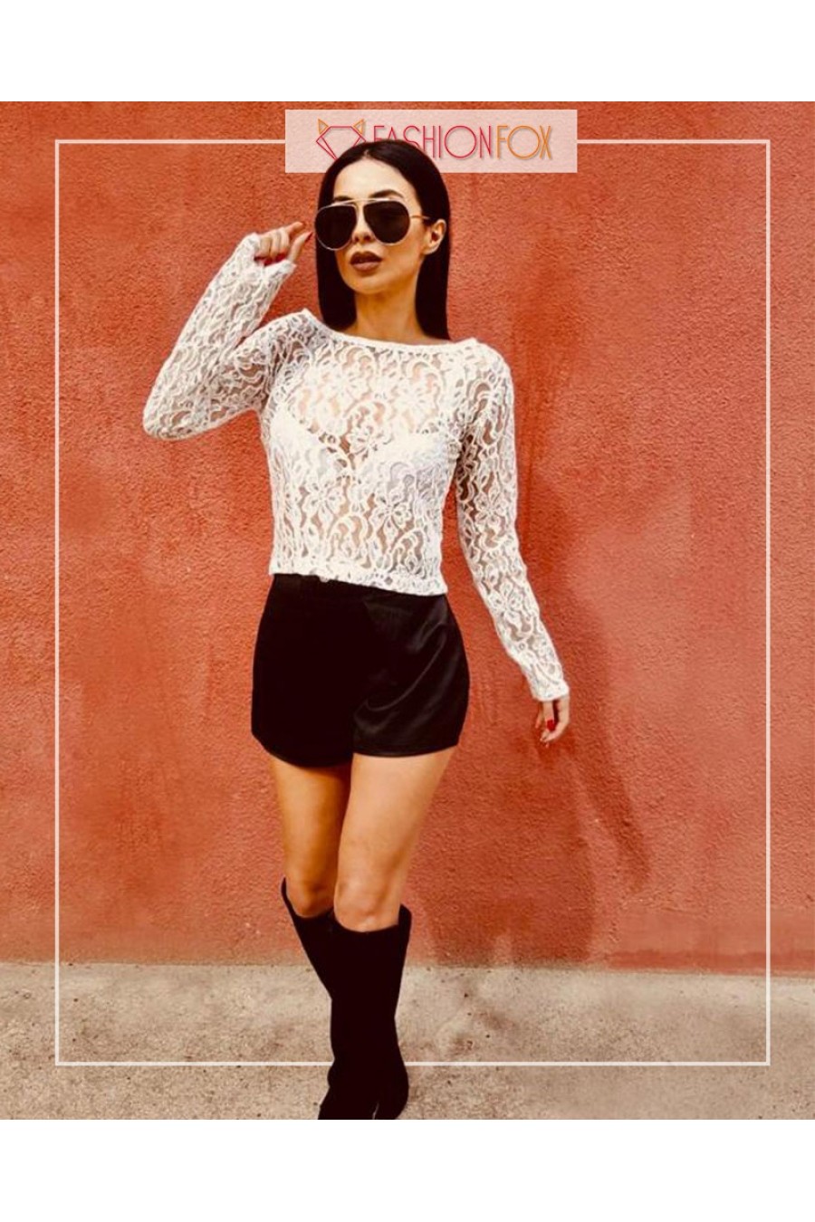 9808 Kadın Kayık Yaka Dantel Bluz