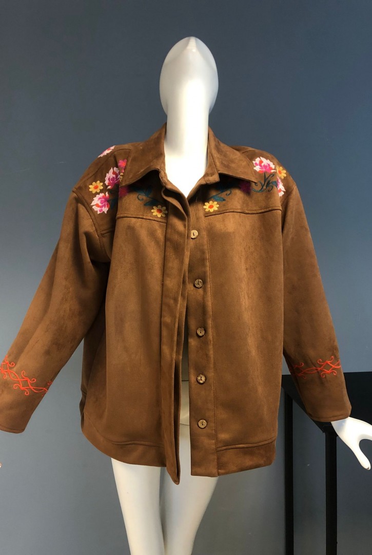 Kadın Nakışlı Süet Ceket