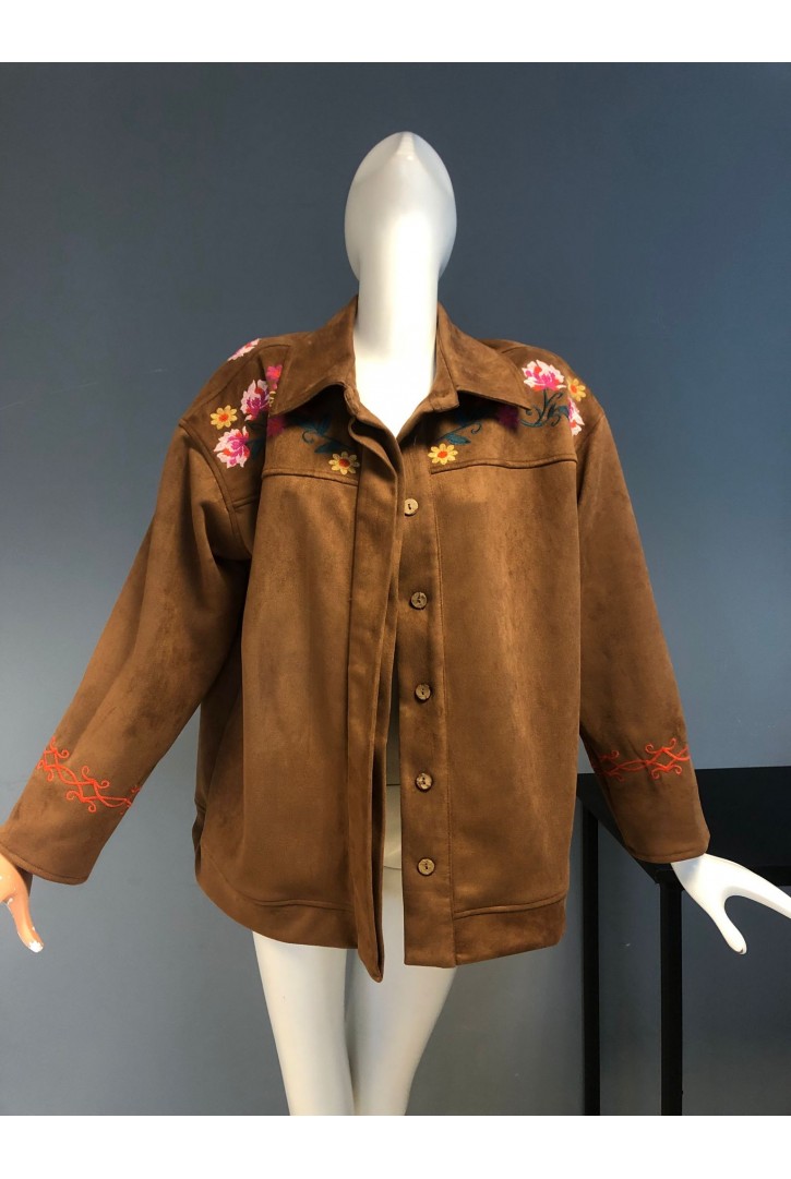 Kadın Nakışlı Süet Ceket