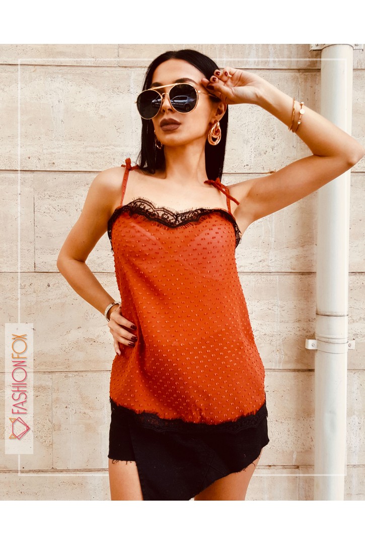 Kadın Straplez Askılı Şifon Bluz