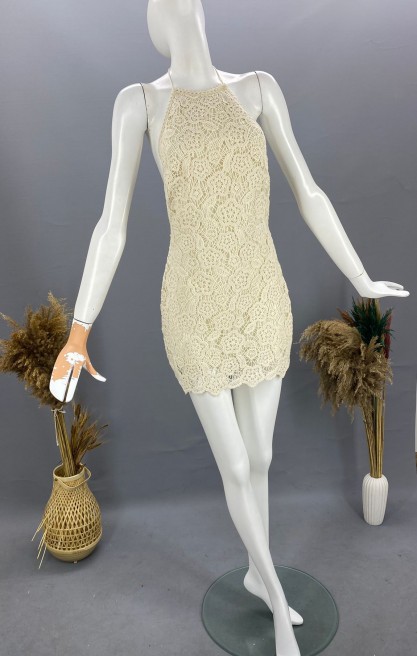 Kadın Halter Yaka Mini Elbise