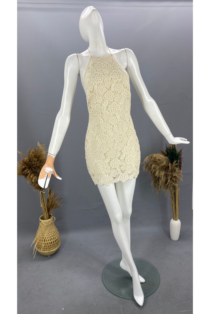 Kadın Halter Yaka Mini Elbise