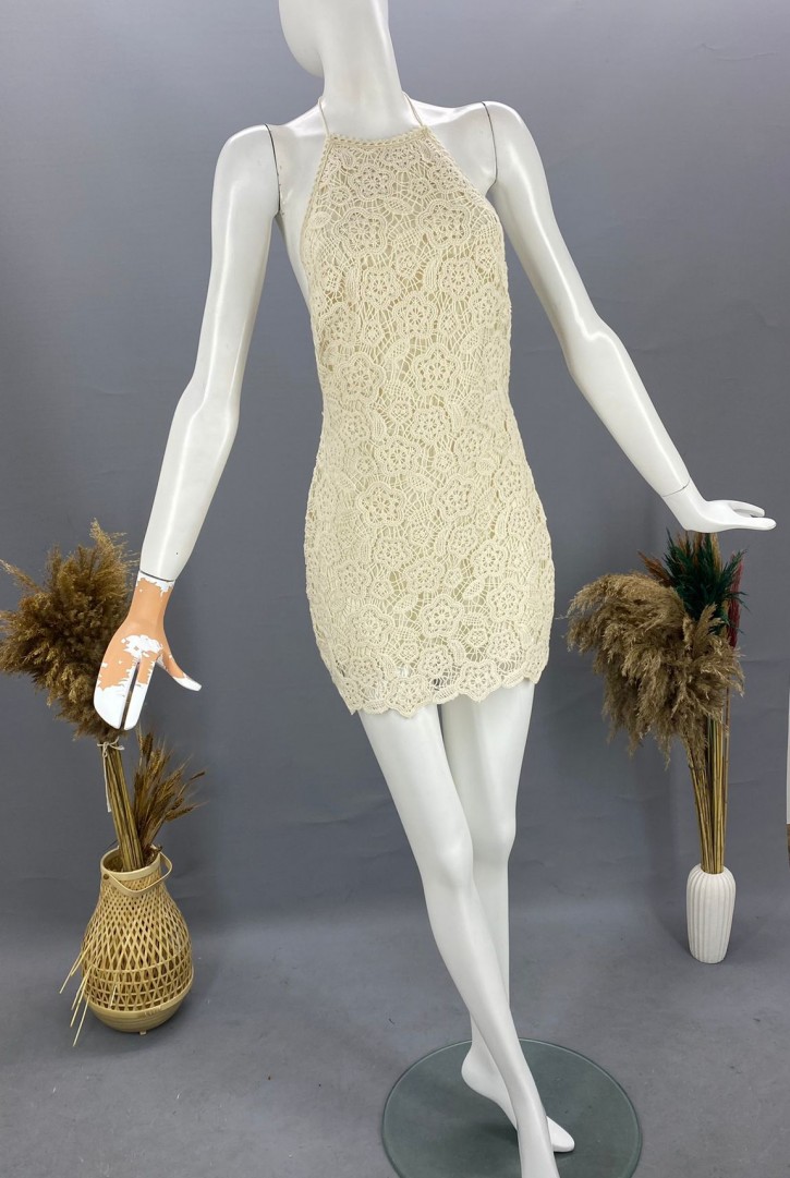 Kadın Halter Yaka Mini Elbise