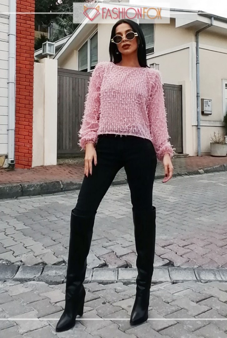 Kadın Püsküllü Şifon Bluz