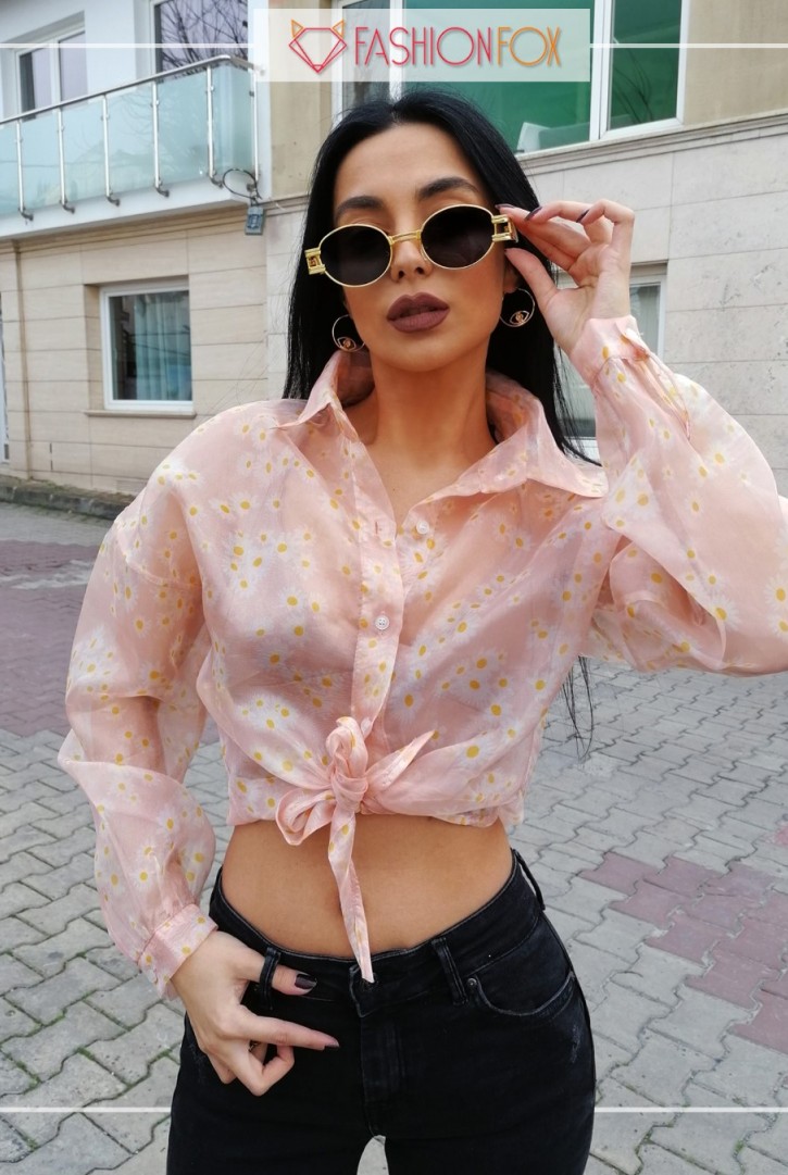 Kadın Organze Çiçekli Gömlek