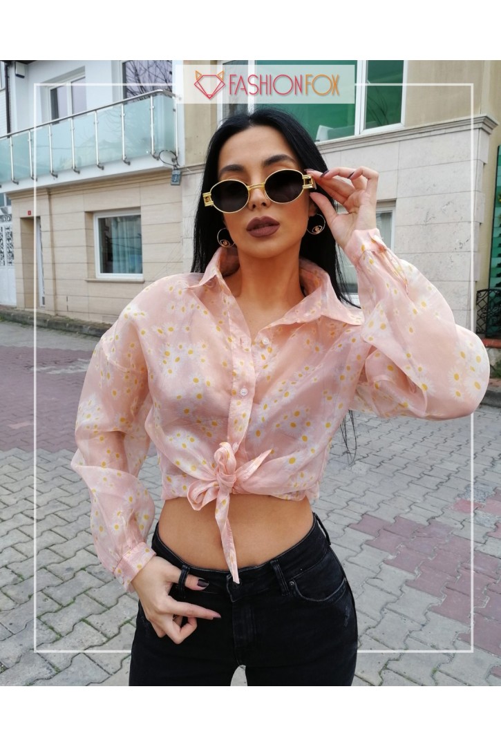 Kadın Organze Çiçekli Gömlek