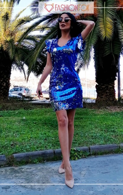 Kadın Pul İşlemeli Mini Elbise