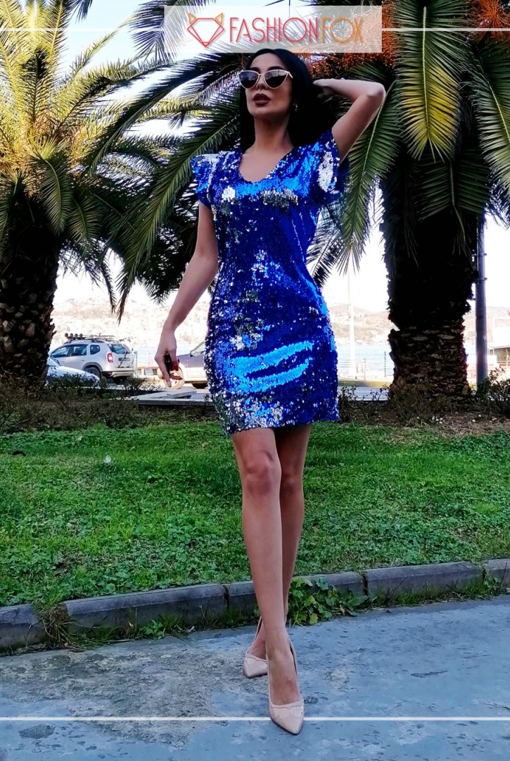 Kadın Pul İşlemeli Mini Elbise