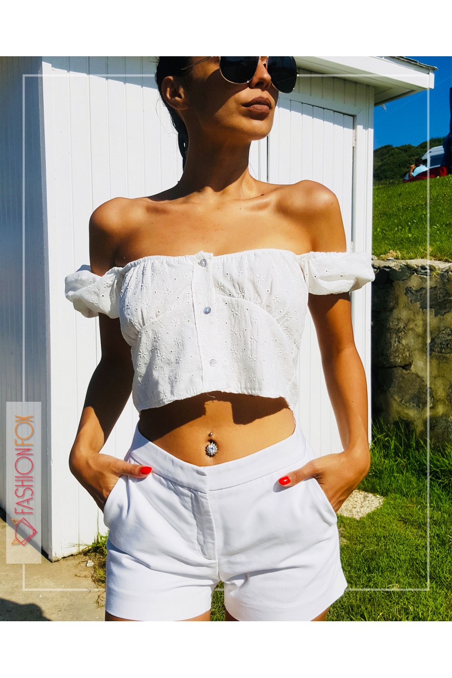 10004 Kadın Madonna Yaka Fisto Bluz