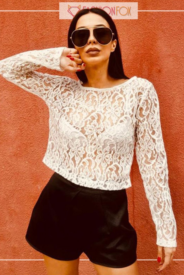 Kadın Kayık Yaka Dantel Bluz