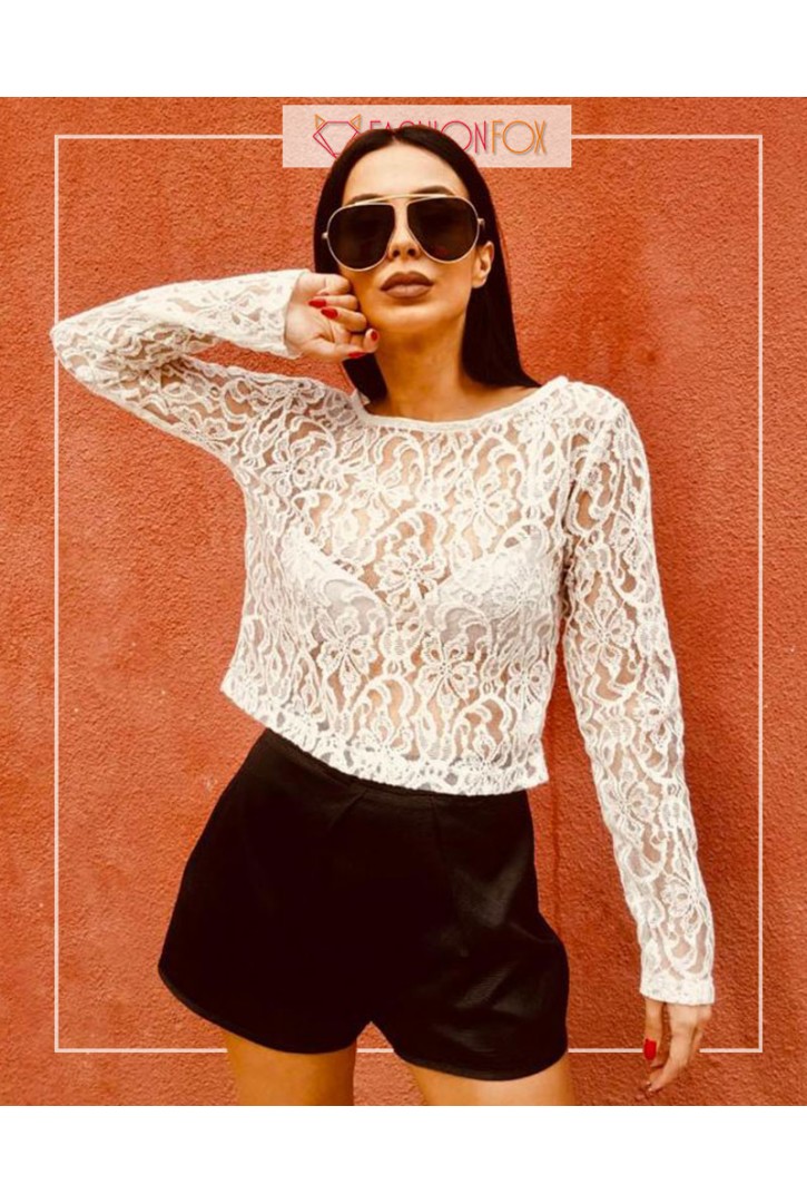 Kadın Kayık Yaka Dantel Bluz