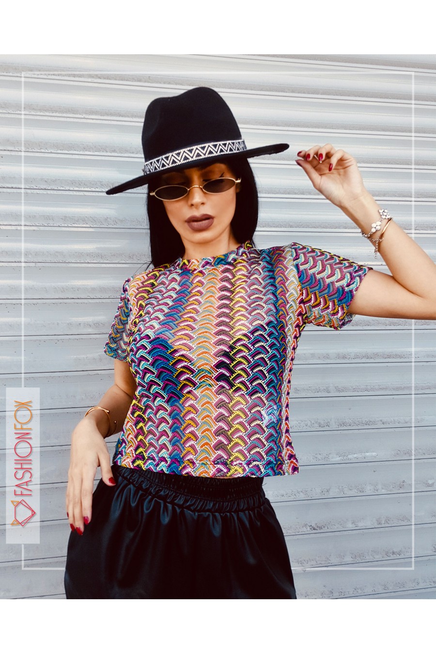 9851 Kadın Renkli Dantel Bluz