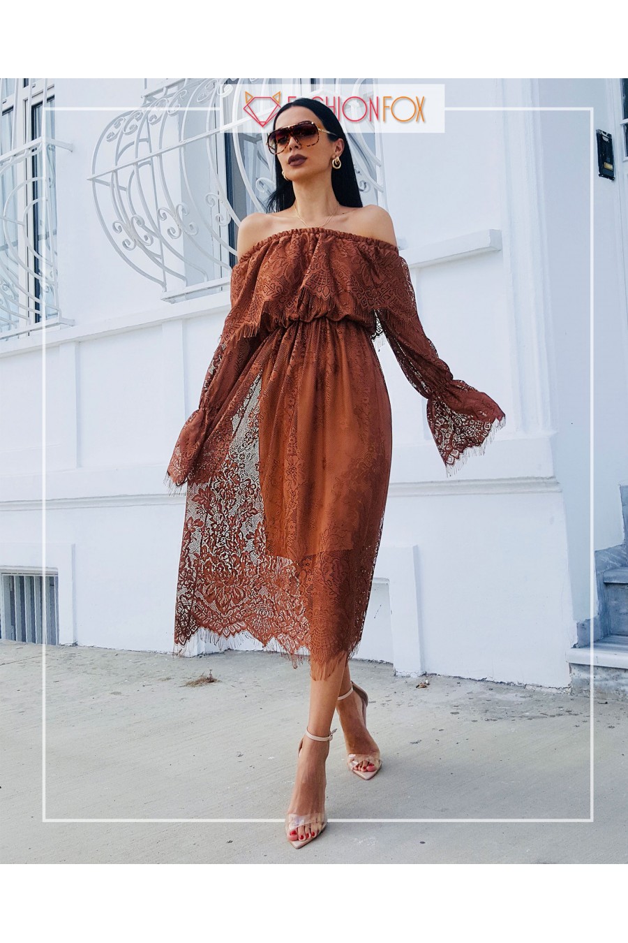 Women's Madonna Collar Lace Dress | Fabricmoda.com