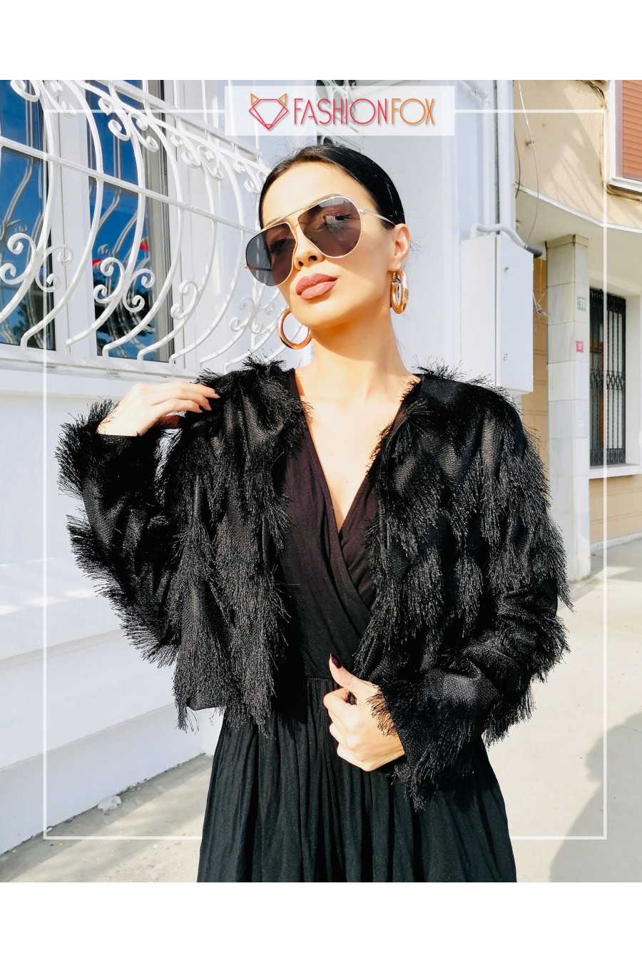 10410 Kadın Kürk Görünümlü Ceket