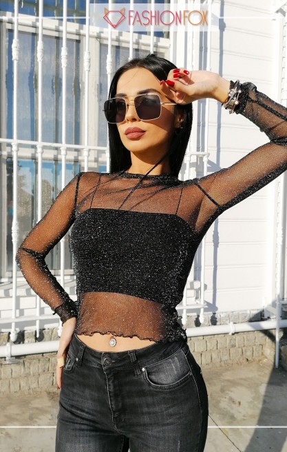 Kadın Simli Transparan Bluz