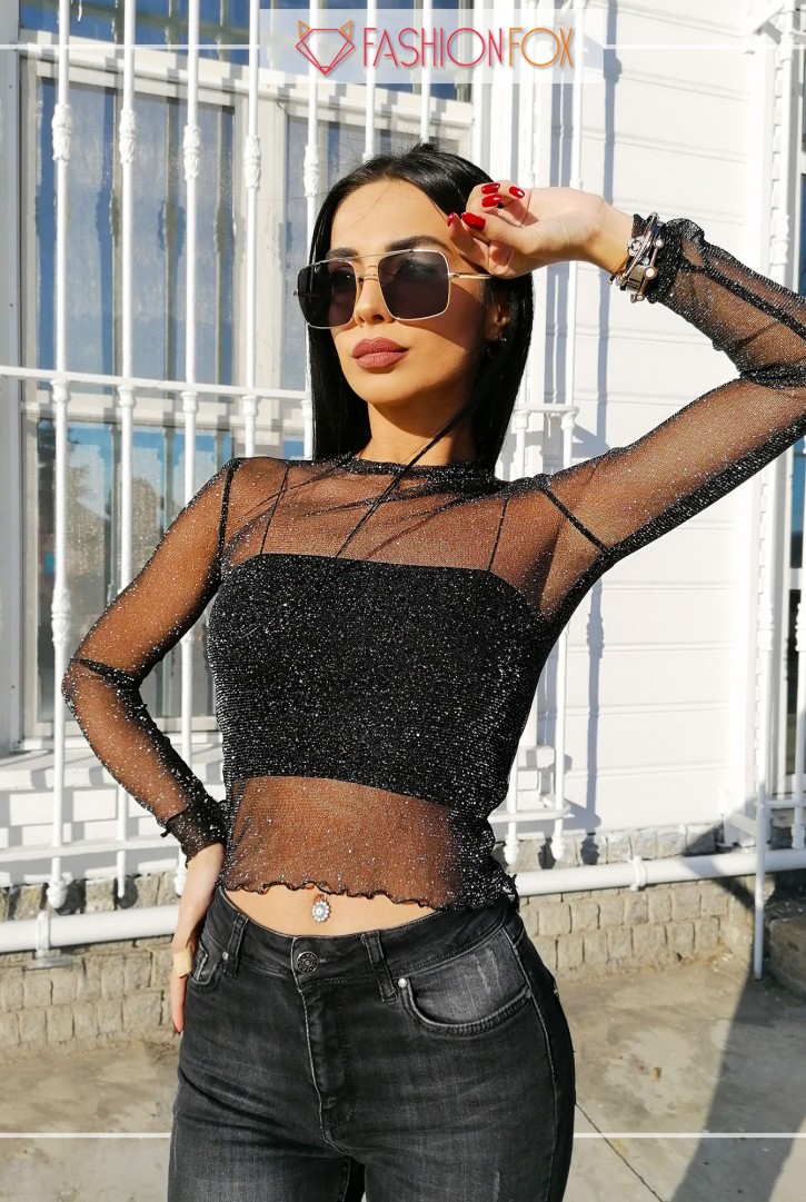 Kadın Simli Transparan Bluz