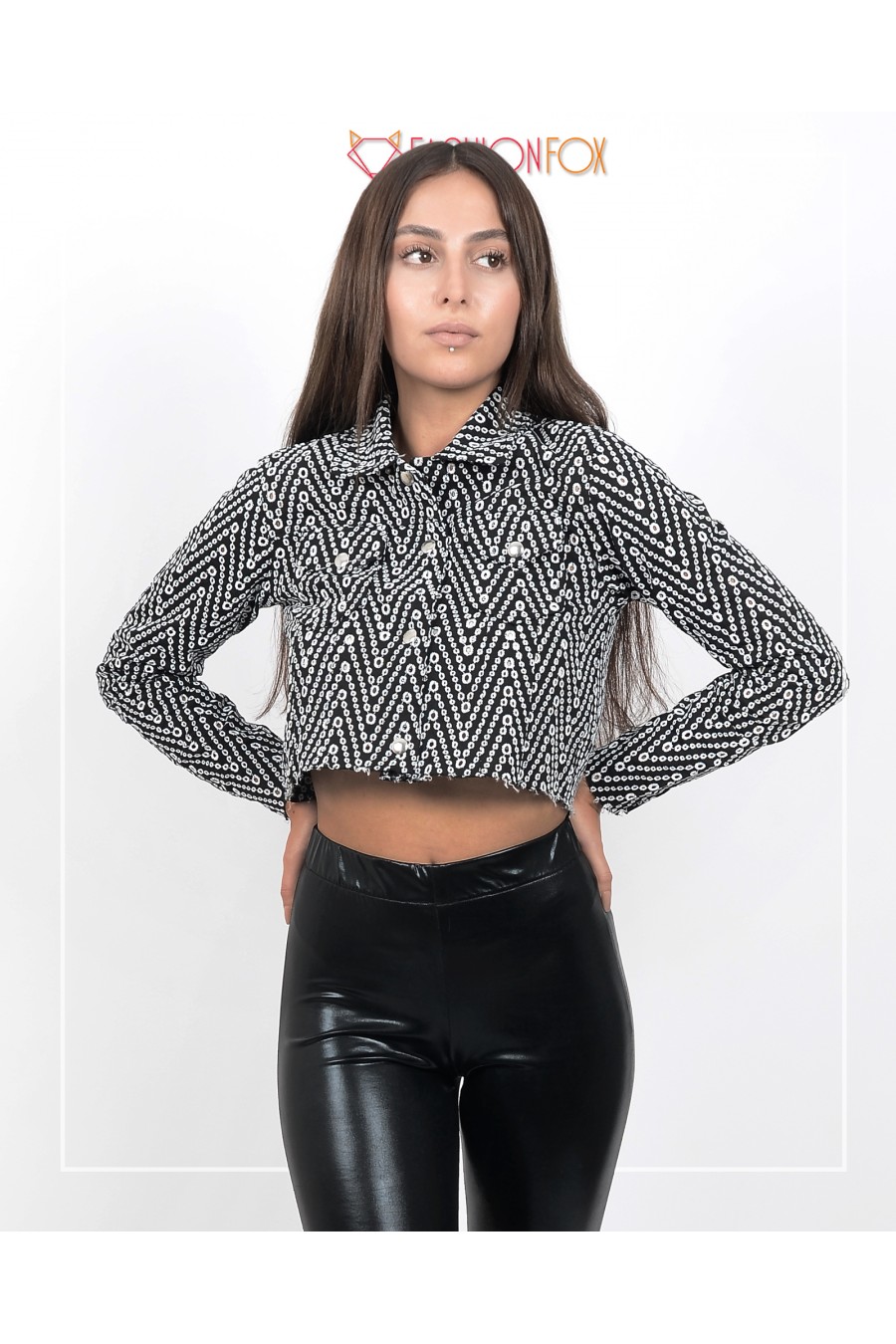 10343 Kadın Fisto Crop Gömlek Ceket